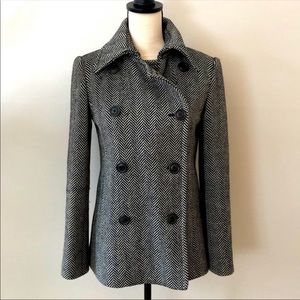J. Crew Herringbone Double Breasted 100% Wool Pea Coat